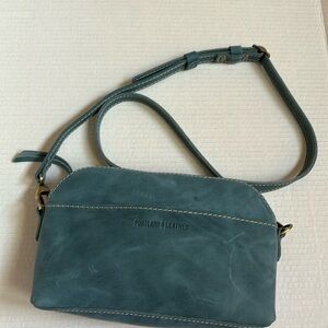 Aqua color Portland Leather Classic Eclipse crossbody bag